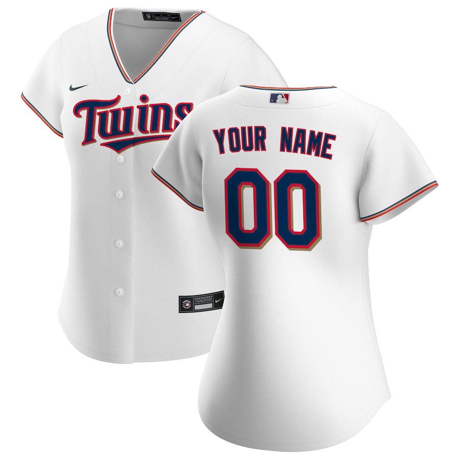 Womens Minnesota Twins Nike White Home Replica Custom MLB Jerseys->customized mlb jersey->Custom Jersey